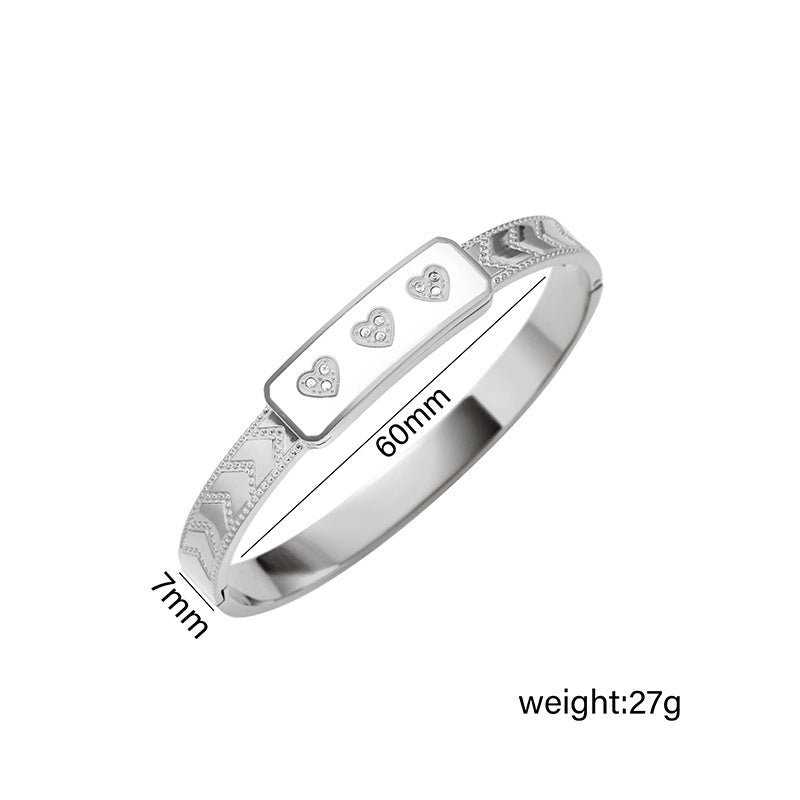 Europe and The United States Popular Titanium Steel Bracelet Love Drop Oil Diamond Versatile Stainless Steel Bracelet Does Not Fade Jewelry Manufacturers Wholesale