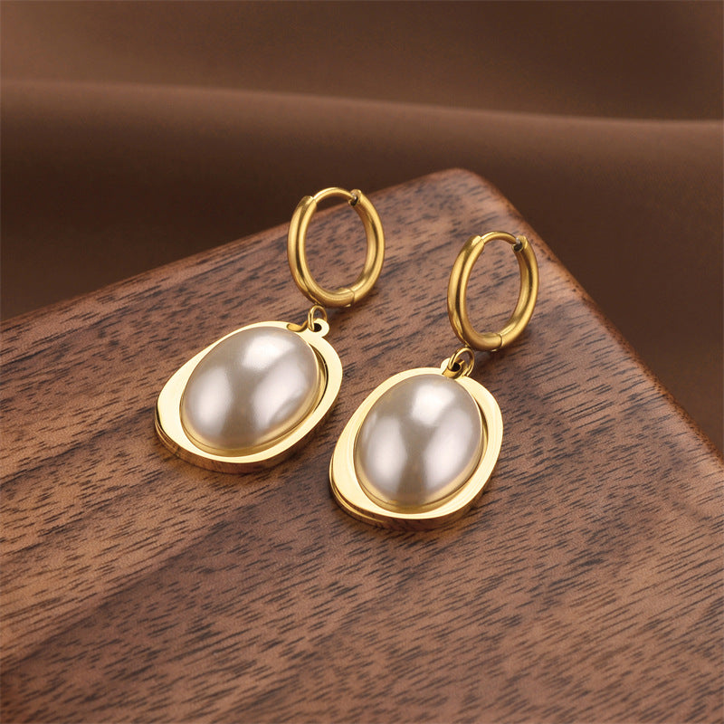 Fashion Titanium Steel Does Not Fade Short Ear Buckle Simple Geometric Rose Gold Earrings Stud Earrings