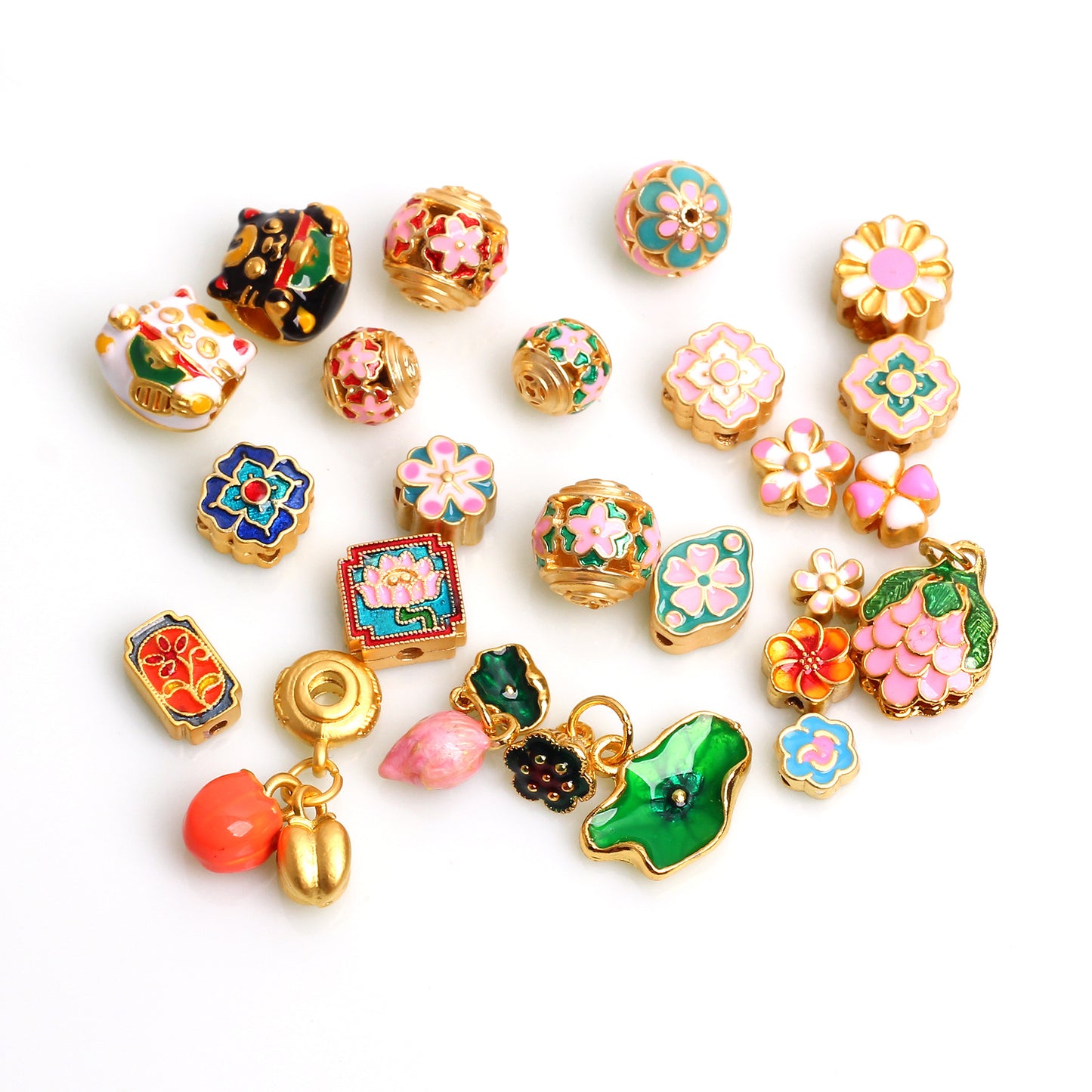 Lotus Lotus Pod Beaded Accessories, Ancient Pendant Hollow Bead Drum Bead DIY Bracelet Jewelry