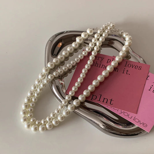 Korean Shijia Pearl Necklace Women's Explosive Clavicle Chain Light Luxury Niche Neck Chain Autumn and Winter Sweater Chain