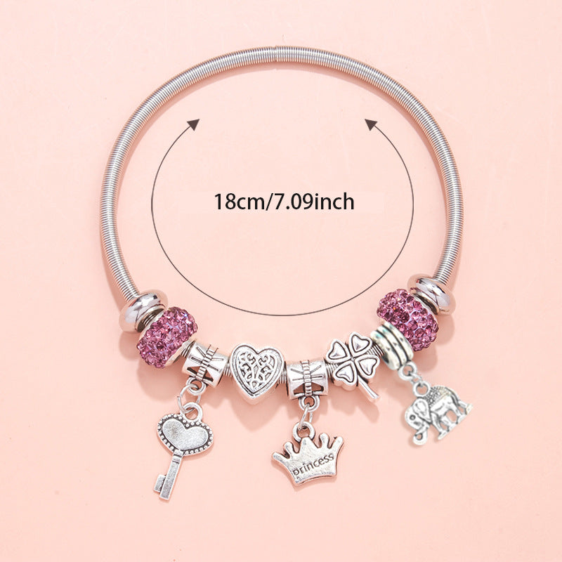 Explosive DIY Pink Love Pendant Bracelet Light Luxury Point Diamond Jewelry Temperament Versatile Bracelet Wholesale