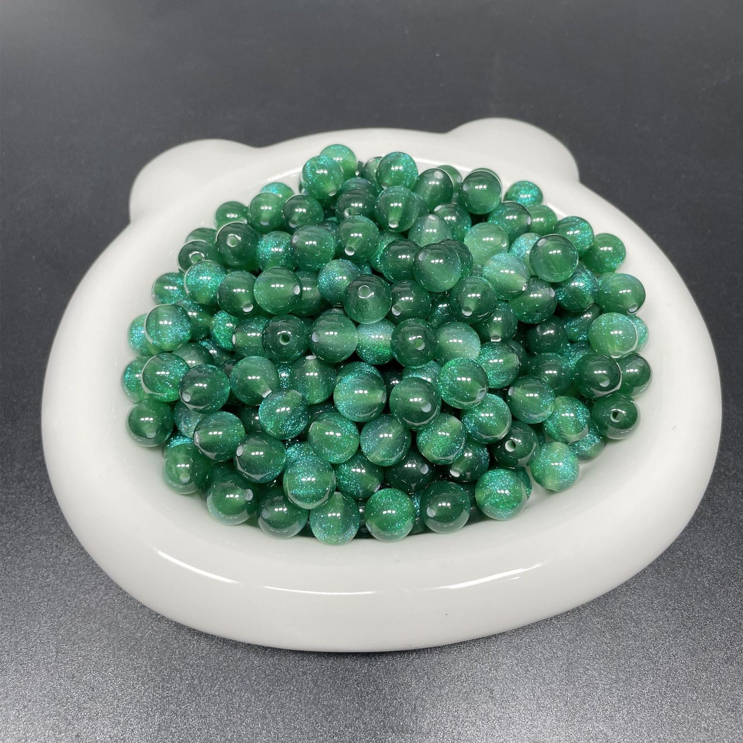 8/10/12 Mm Resin Fine Flash Starry Sky Mermaid Ji Round Beads Resin Imitation Cat Eye Beads DIY Bracelet Accessories