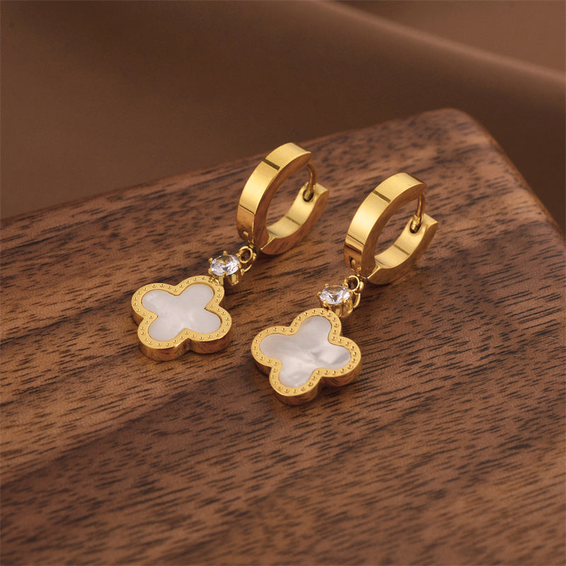 Fashion Titanium Steel Does Not Fade Short Ear Buckle Simple Geometric Rose Gold Earrings Stud Earrings