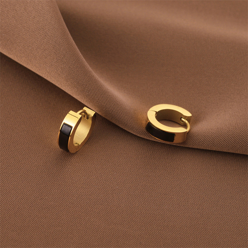 Fashion Titanium Steel Does Not Fade Short Ear Buckle Simple Geometric Rose Gold Earrings Stud Earrings