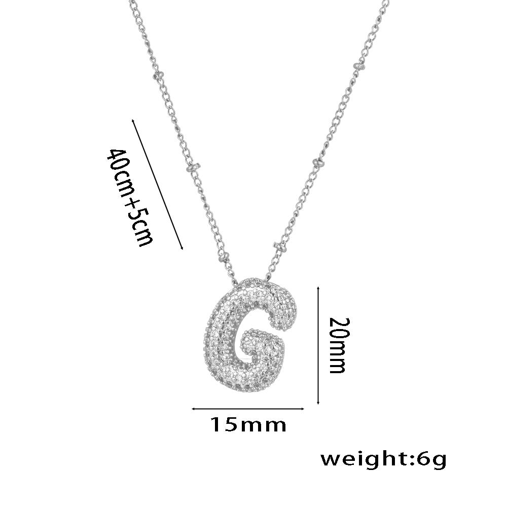 New European and American Micro-inlaid Zircon 26-letter Pendant Necklace Copper-plated 18K Gold Fashion Versatile Classic Jewelry