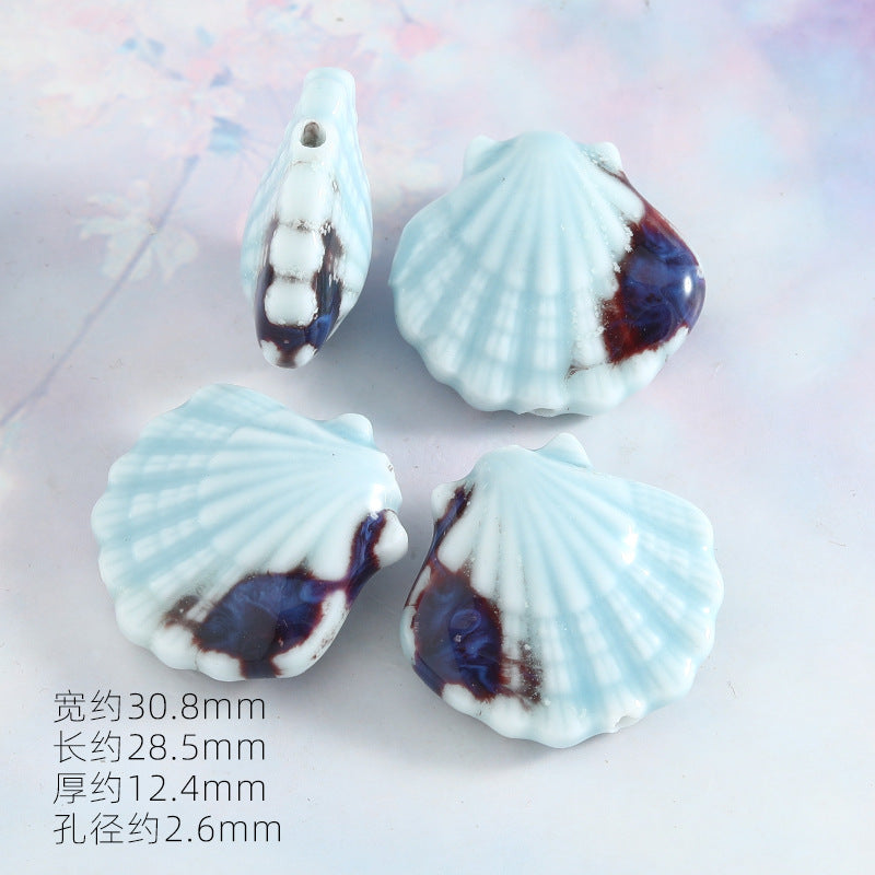 Ocean Wind Ceramic Beads Rabbit Conch Cat Claws Beaded Accessories Handmade Material DIY Loose Beads Bracelet Accessories