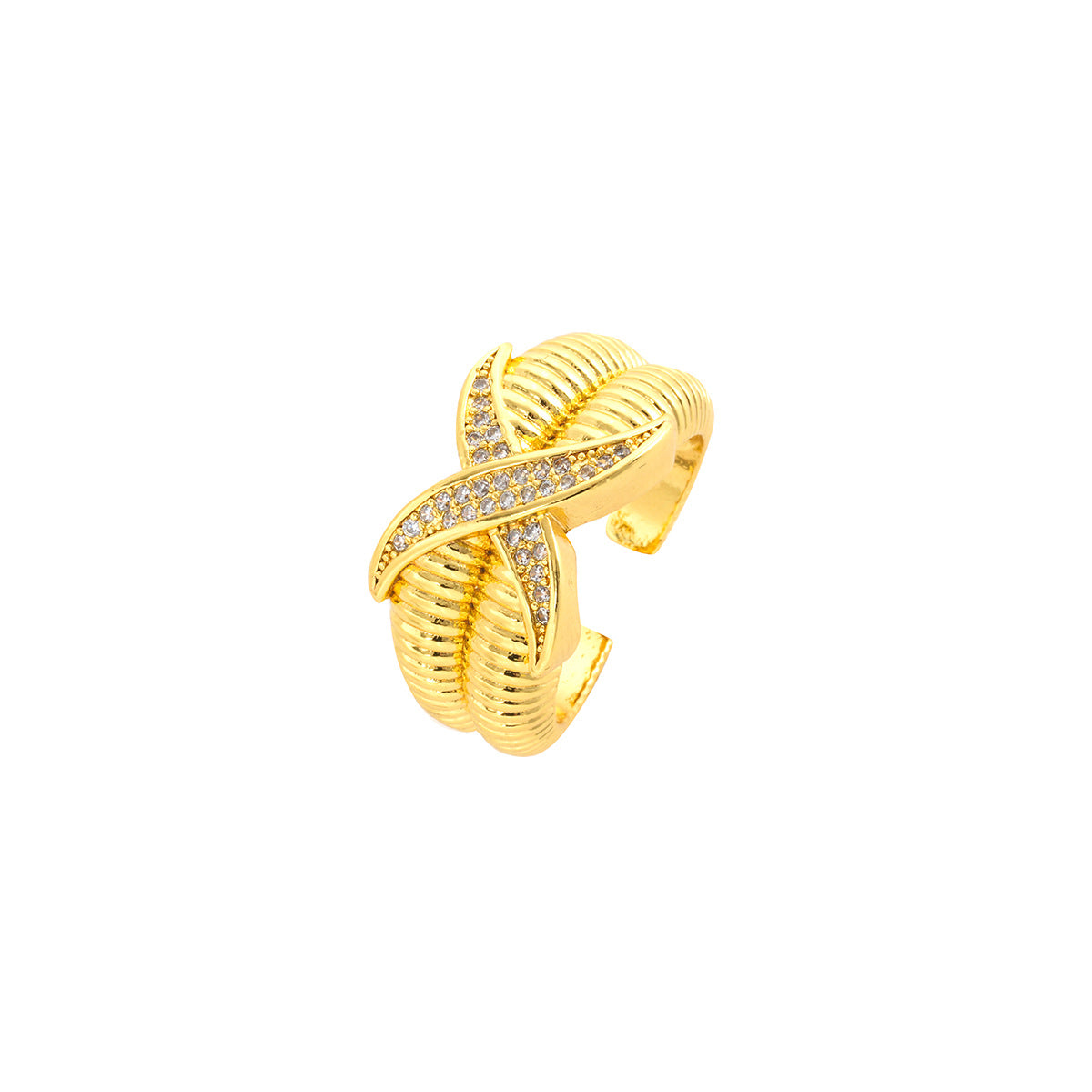 Internet Celebrity Exquisite Super Flash Zircon Ring Girls Light Luxury High Sense Opening Adjustable Ring Simple Real Gold Plating