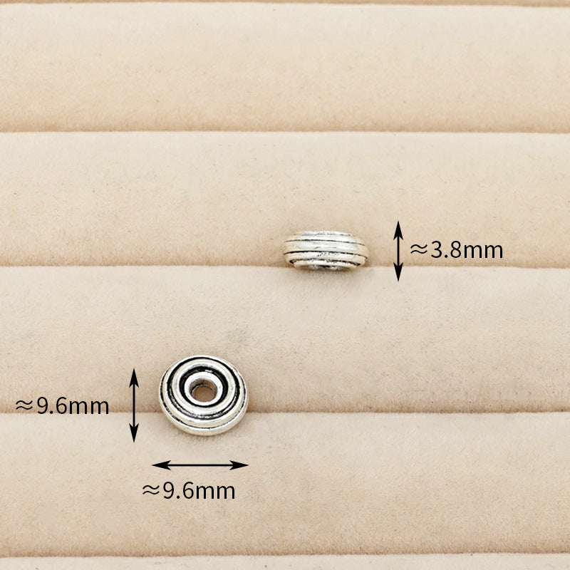 Thailand Chiang Mai Yinzang Silver Alloy Jewelry Striped Circle Spacer DIY Crystal Bracelet Jewelry Accessories Loose Beads