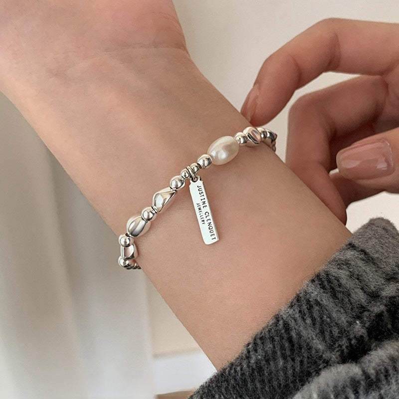 Pearl Bracelet Women's 925 Sterling Silver Light Luxury Niche High-end Ins Wind Beaded Bracelet Exquisite Versatile Bracelet Bracelet Jewelry