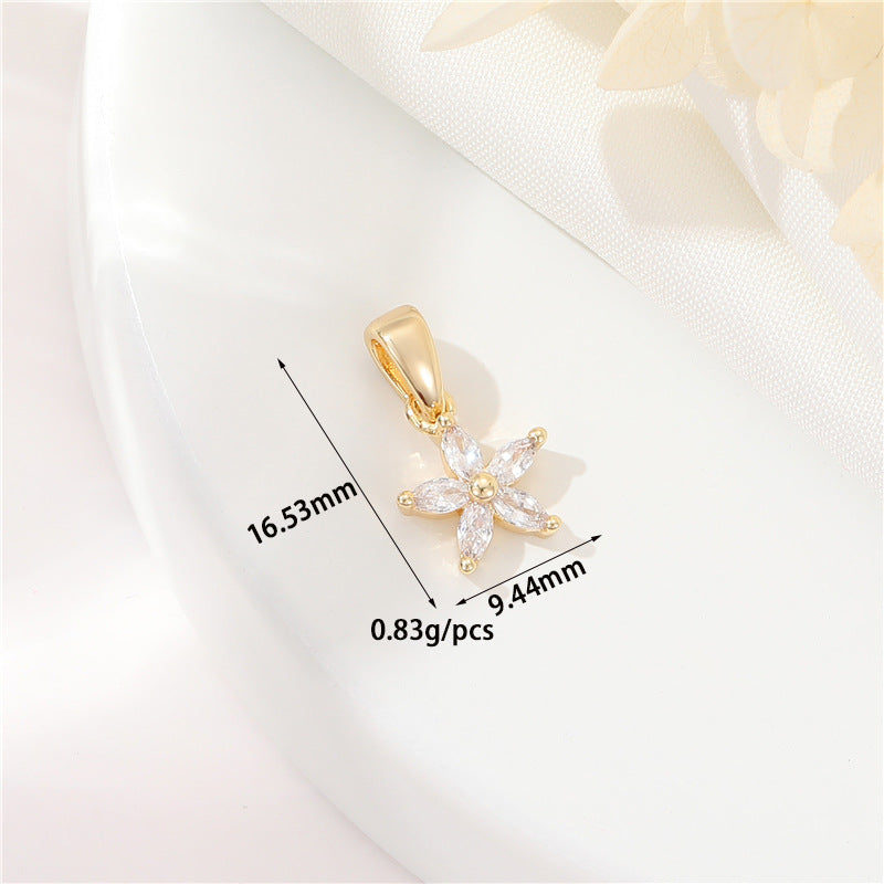 DIY Jewelry Accessories Cute Simple Micro-inlaid Zircon Cherry Pendant Accessories 14k Real Gold Butterfly Pendant