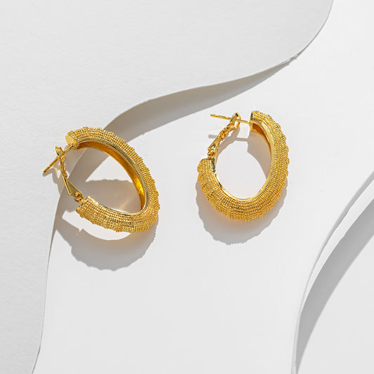 Hot-selling new product niche design copper-plated 18K gold hollow geometric earrings fashionable retro earrings women - NiceOceanJewelry