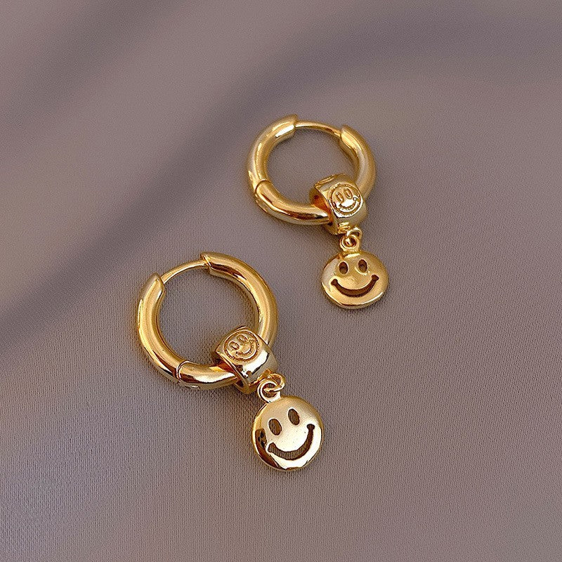 Retro Hong Kong Style Temperament Stud Earrings Female Explosion Internet Celebrity Niche High Sense Gold Earrings