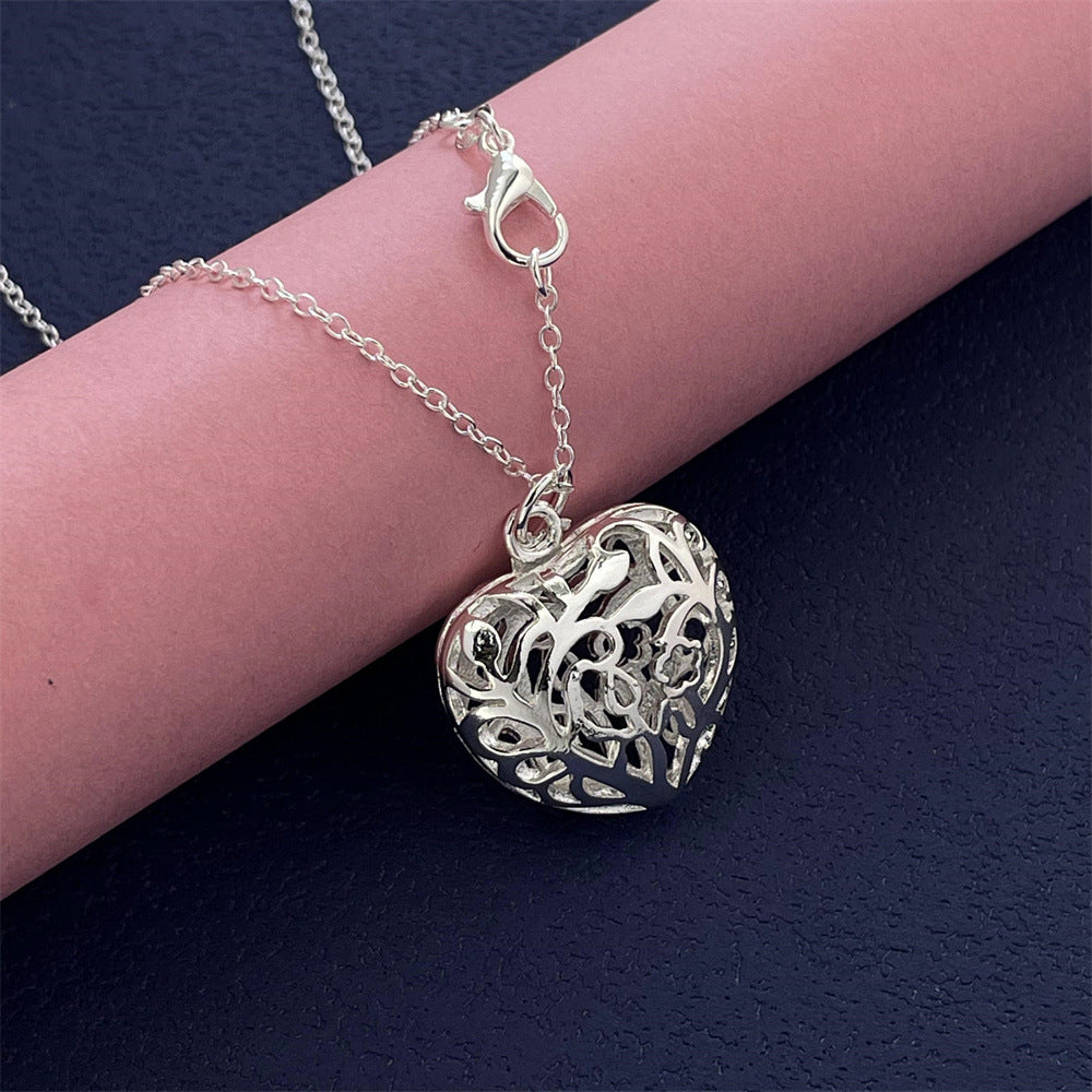 925 Silver 46CM Net Heart Necklace Korean Version Hot Sale Spot Supply Necklace Wholesale