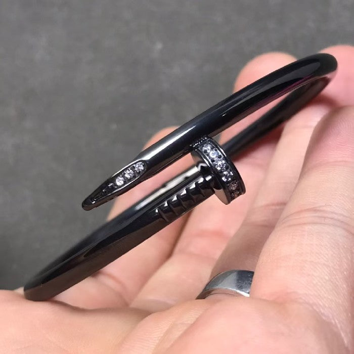 Titanium Steel Nail Bracelet Head and Tail Sticky Zircon 18K Gold Plated Bangles