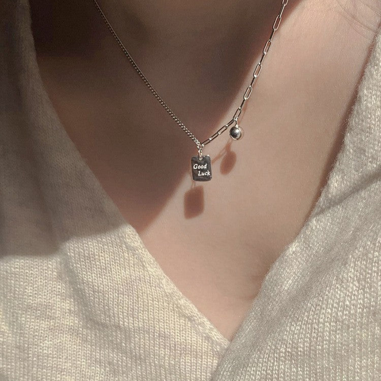 925 Silver Love Necklace Women's Summer High Sense Design Sense Niche Light Luxury Collarbone Chain Neck Chain