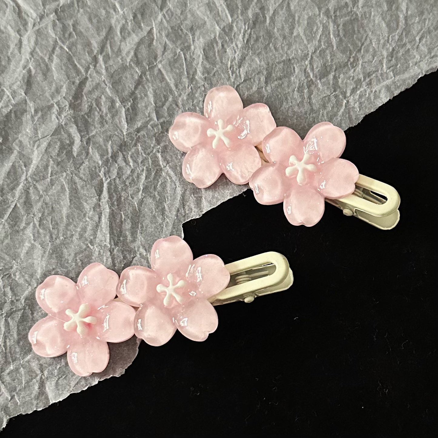 Romantic Pink Cherry Blossom Hairpin High Value Sweet High Sense Girl Bangs Side Hairpin Jewelry Hair Accessories Wholesale