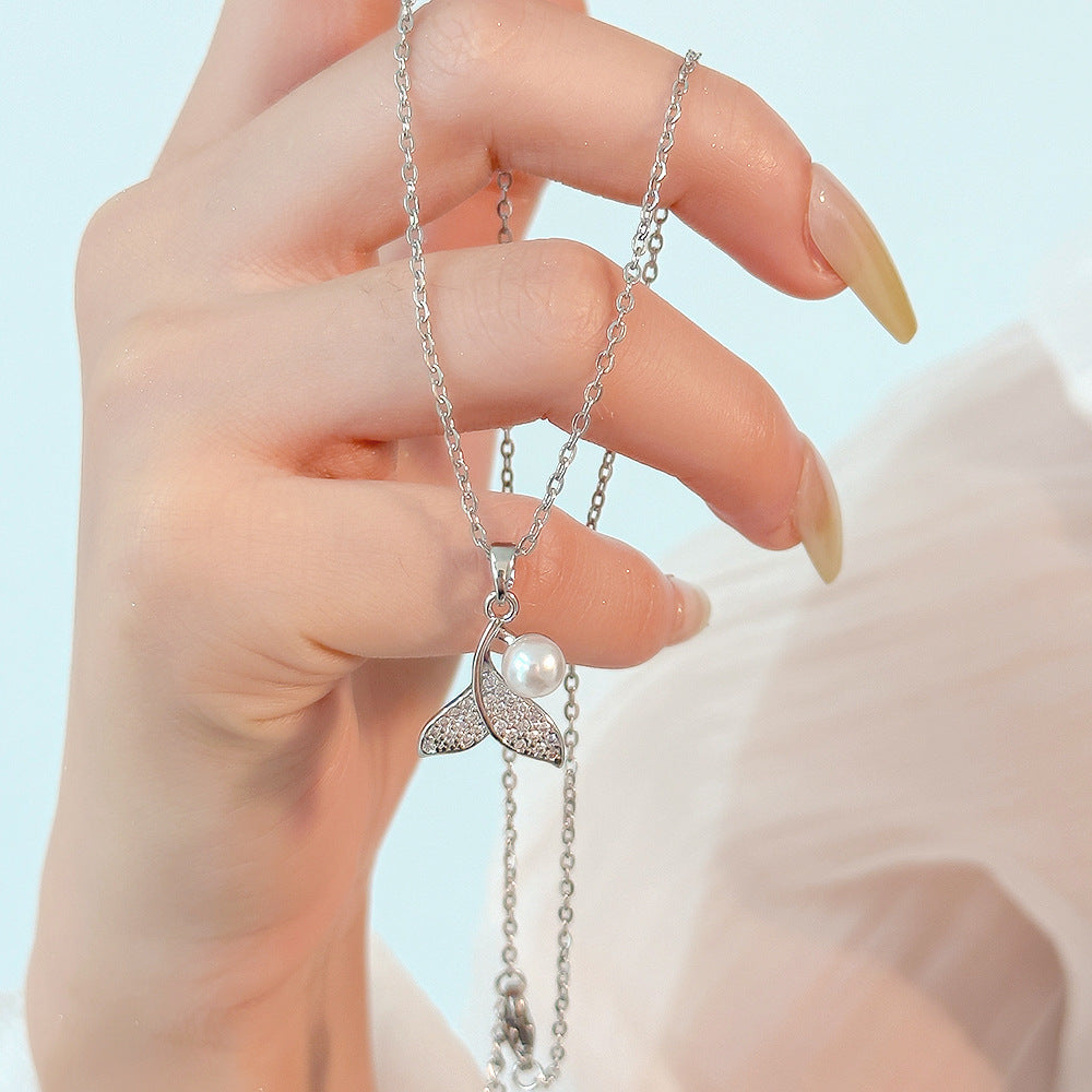 Summer Silver Titanium Steel Non-fading Necklace Women's Fashion Light Luxury Pendant Girls Necklace