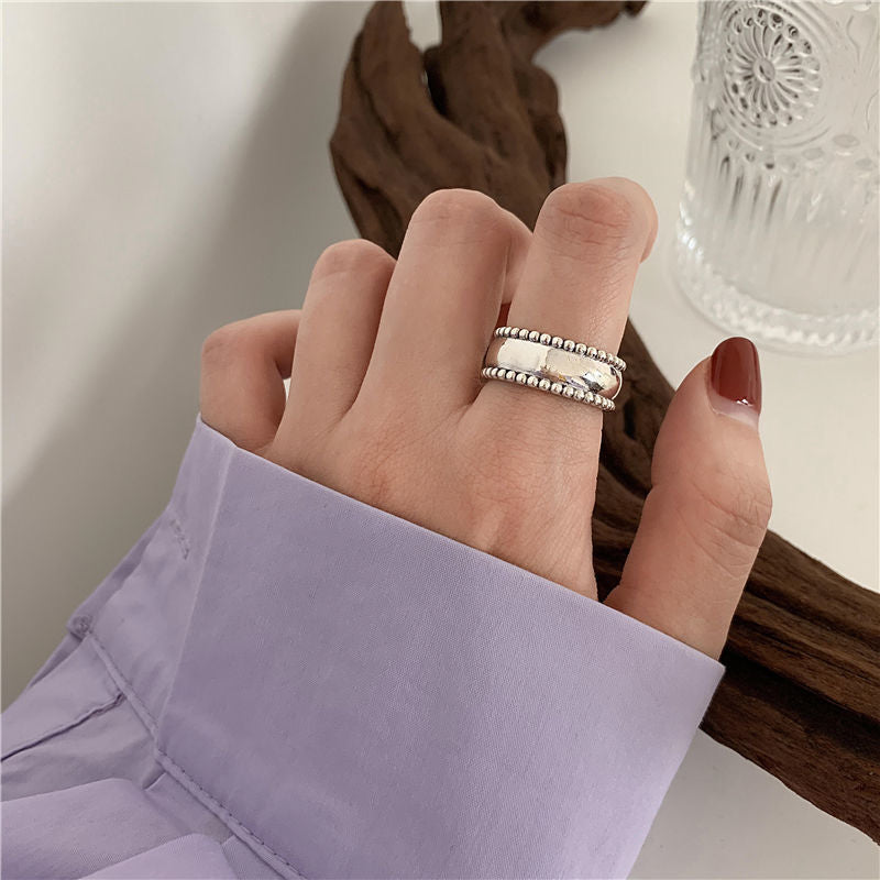 Heavy Industry Ring Female Ins Does Not Fade Fashion Personality Retro Cold Wind Niche Gemstone Open Index Finger Ring Tide