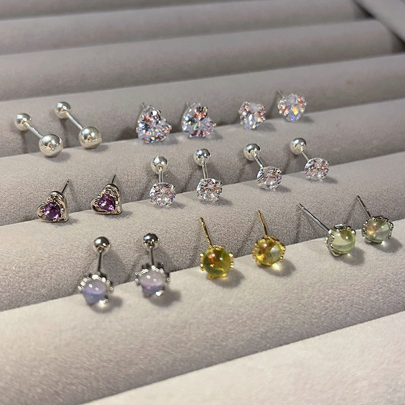 S925 Silver Needle Simple Ear Hole Earrings, Women's Small and Versatile Commuting Temperament Earrings, No Need To Pick Ear Accessories When Sleeping
