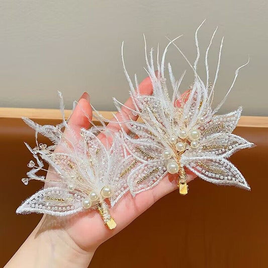 Girls Fairy Feather Hairpin Headgear Bridal Wedding Hair Accessories Daily Photography June 1 Performance Catwalk Accessories Hairpin