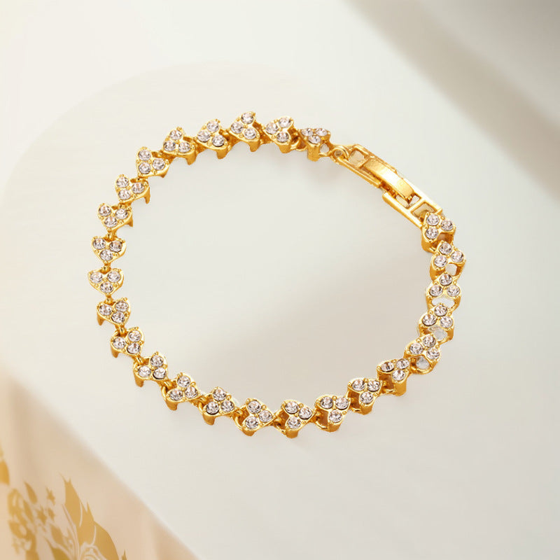 Korean Version of Light Luxury Diamond-encrusted Bracelet, Sparkling Bracelet, Personalized Trendy Bunny Rotating Ring Hand