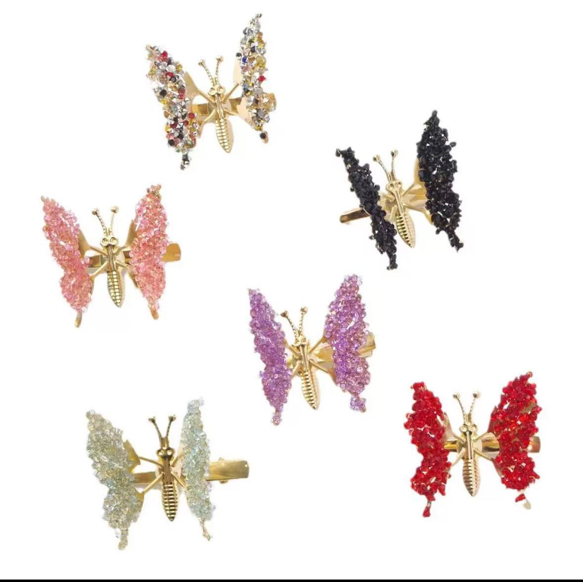 New Rhinestones Will Move Butterfly Hairpins, Shiny Children's Hairpins, Three-dimensional Cute Headgear Clips, Broken Hairpins on The Side