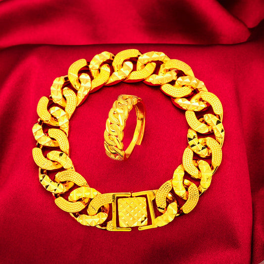 Vietnamese Sand Gold Bracelet Men's Imitation Gold-plated Women's Whip Boss Bracelet