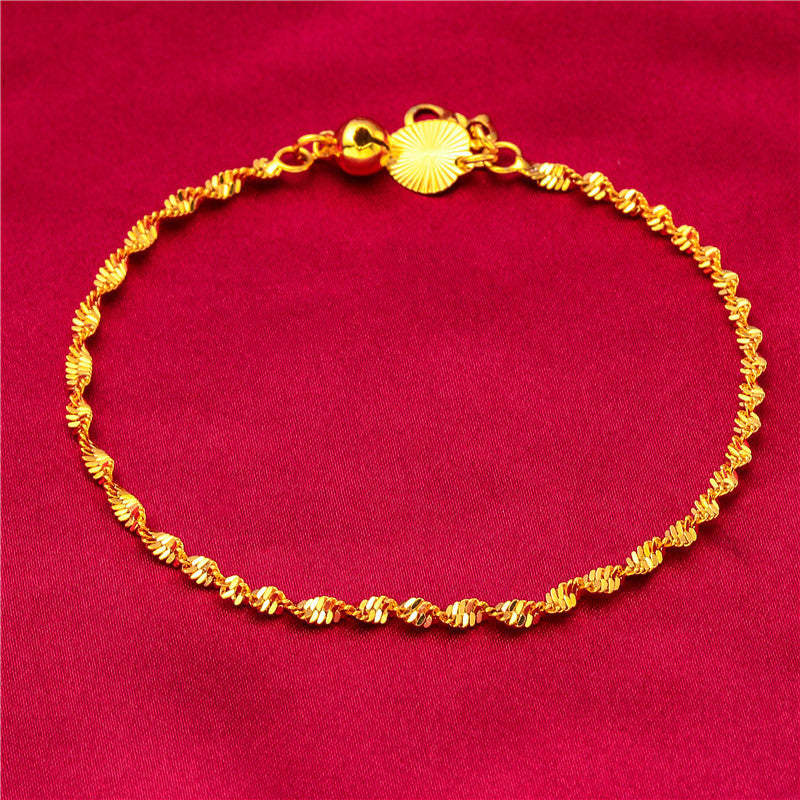 Caterpillar Ladies Water Ripple O Bead Chain Women's Sand Gold Bracelet Bracelet