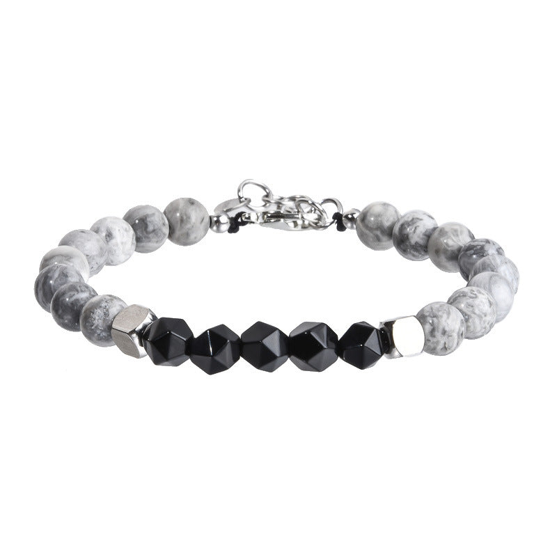 Stainless Steel Chain Copper Beads European and American Men's Bracelet Agate Crystal Tiger's Eye Beaded Jewelry Factory