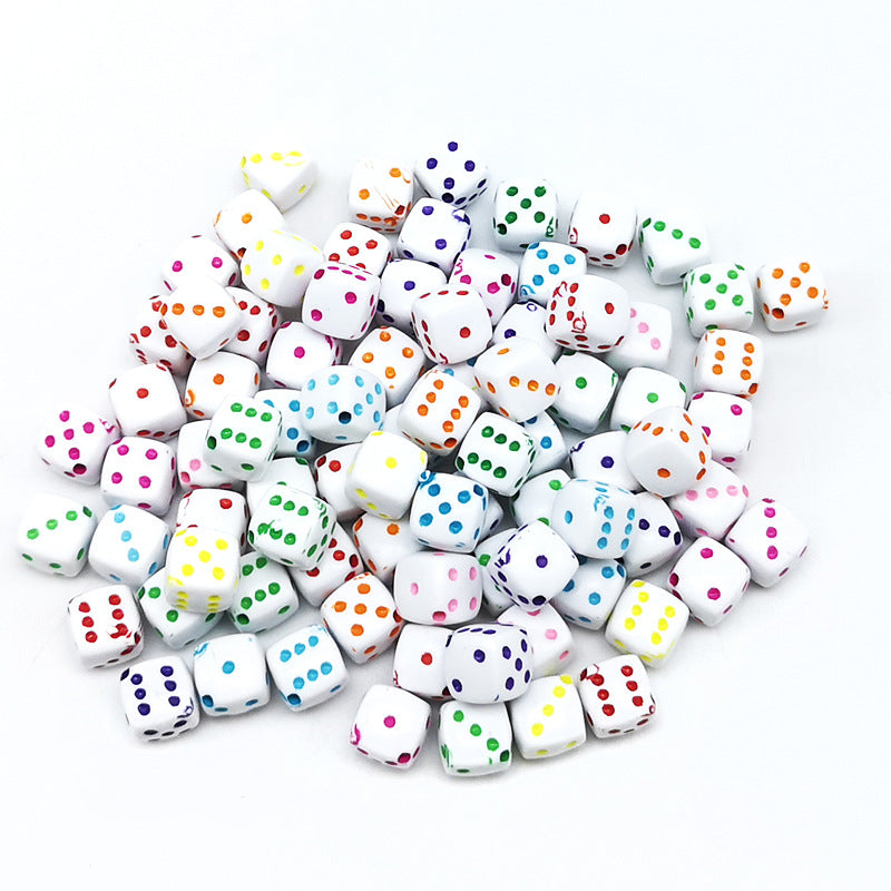 Accessories 8mm Acrylic Mahjong Dice Beaded Oblique Hole Dice Loose Beads DIY Material Bracelet Necklace Bracelet