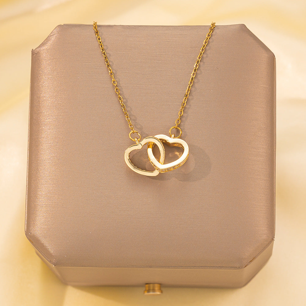 Copper Pendant Titanium Steel Necklace for Women Slightly Inlaid Zircon Pendant Girl Necklace