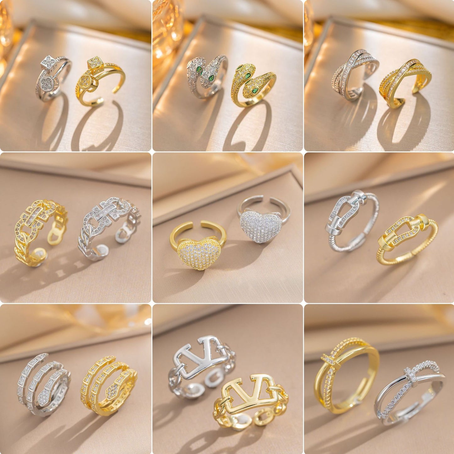 European and American Fashion Retro Niche Light Luxury High Sense Personalized Opening Ring Fashion Jewelry Factory Direct Sales