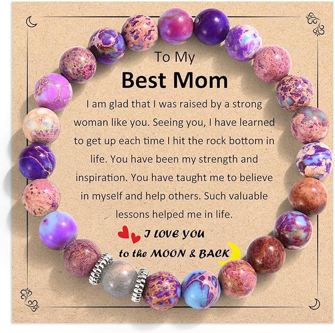 Mom Mother's Day Gift Bracelet Pink Zebra Emperor Stone Foot Pendant Elastic Rope Bracelet Jewelry
