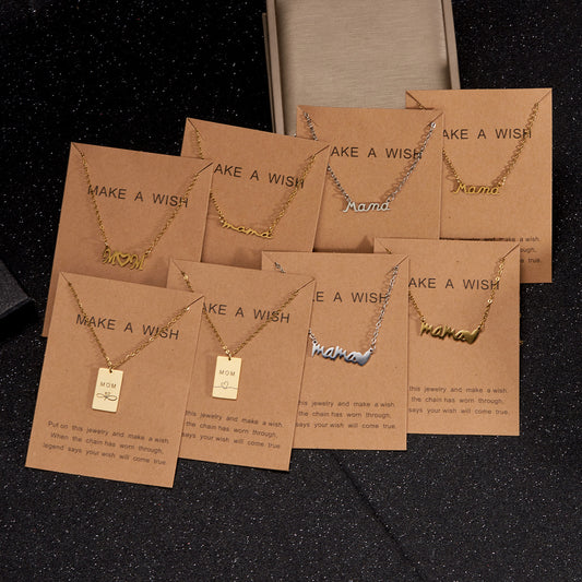 New Stylish Simple Mama Pendant Clavicle Chain Stainless Steel Letter Love Necklace Mother's Day Gift