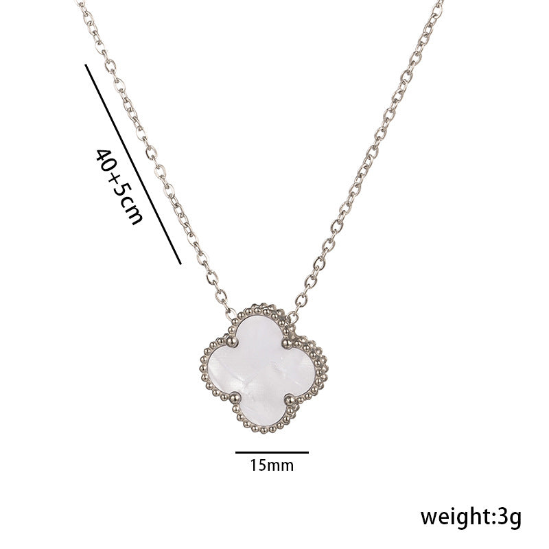 Non-fading High-quality Jewelry Double-sided Four-leaf Clover Necklace Women's Live Broadcast Hot-selling Titanium Steel Collarbone Chain Wholesale