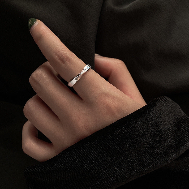 925 Sterling Silver Ring Retro Thai Silver Love English Letter Hollow Index Finger Ring Niche Design Cold Wind Light Luxury