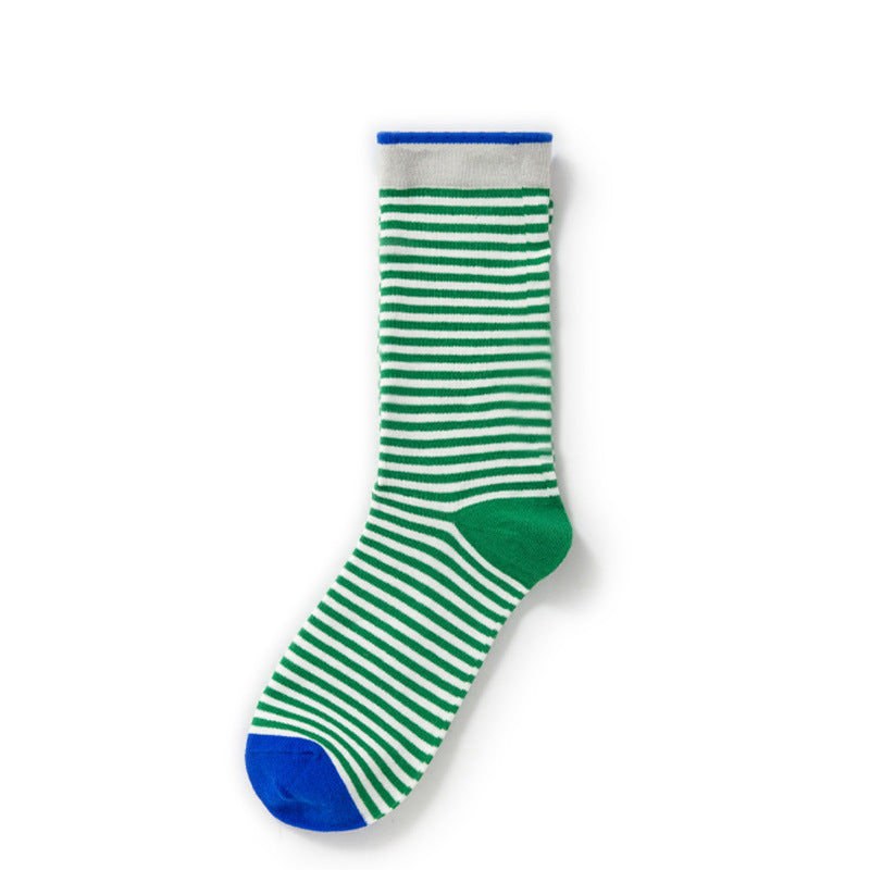 Oil Painting Socks Women's French Retro Ins Tide Autumn and Winter Abstract Tall Tube Creative Combed Cotton Women's Medium Tube Socks