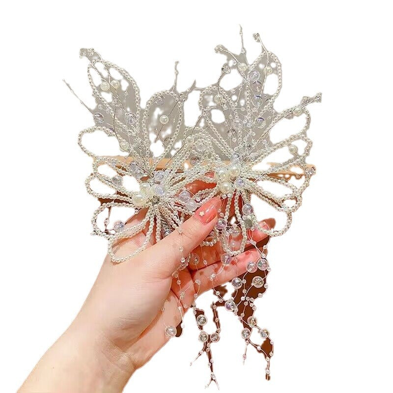 Girls Fairy Feather Hairpin Headgear Bridal Wedding Hair Accessories Daily Photography June 1 Performance Catwalk Accessories Hairpin