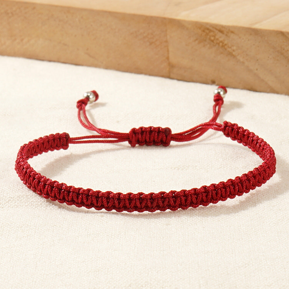 Hot-selling Solid Color Hand-woven Hand Rope Fashionable Versatile Men's and Women's Adjustable Bracelet Gift