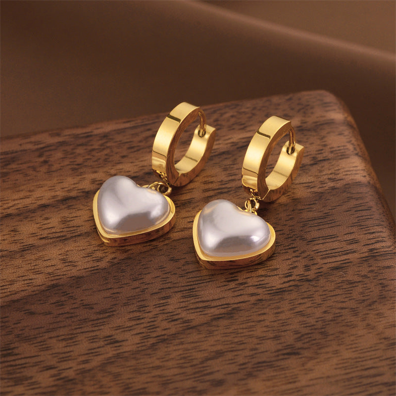 Fashion Titanium Steel Does Not Fade Short Ear Buckle Simple Geometric Rose Gold Earrings Stud Earrings