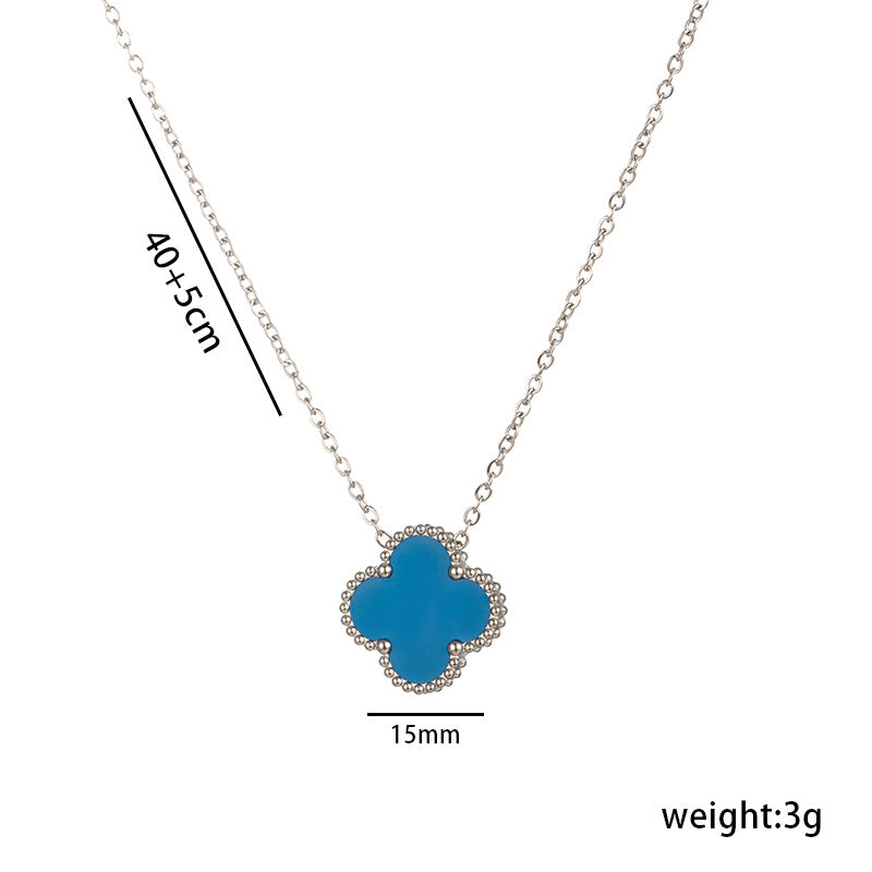 Non-fading High-quality Jewelry Double-sided Four-leaf Clover Necklace Women's Live Broadcast Hot-selling Titanium Steel Collarbone Chain Wholesale