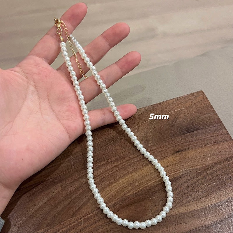 Aobai Magnetic Buckle Round Pearl Necklace Female Fashion Celebrity Neck Chain Temperament Design Advanced Sense Collarbone Chain