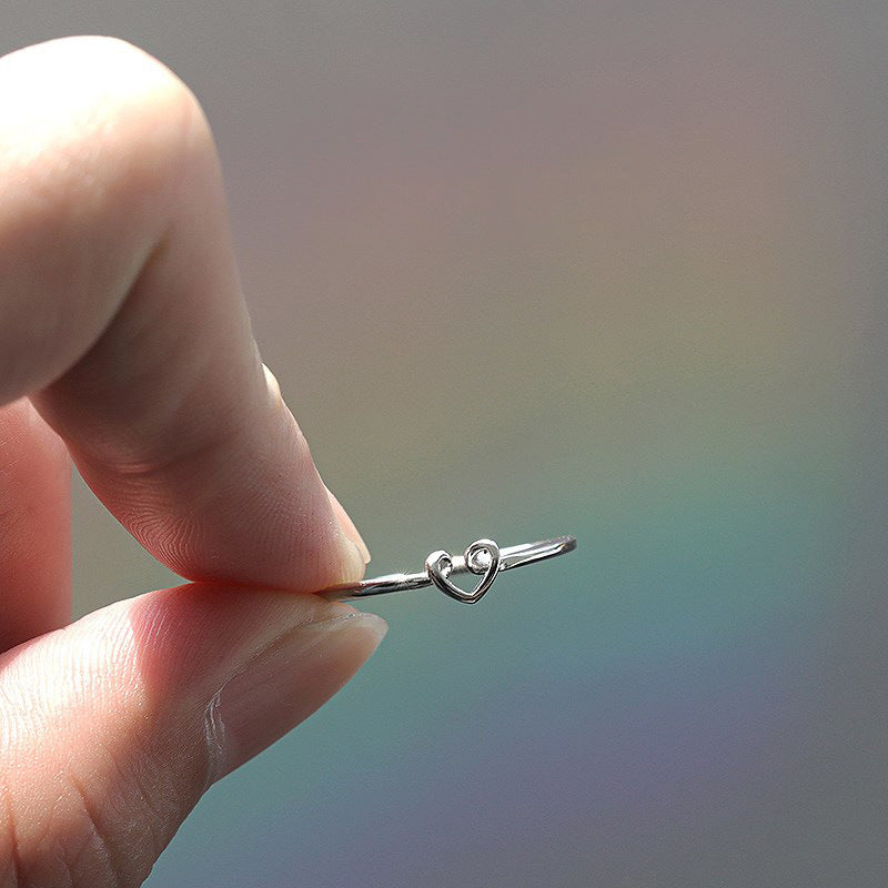 925 Silver Hollow Love Ring Ins Simple Niche Design Ring Fashion Personality Light Luxury Open Ring Wholesale