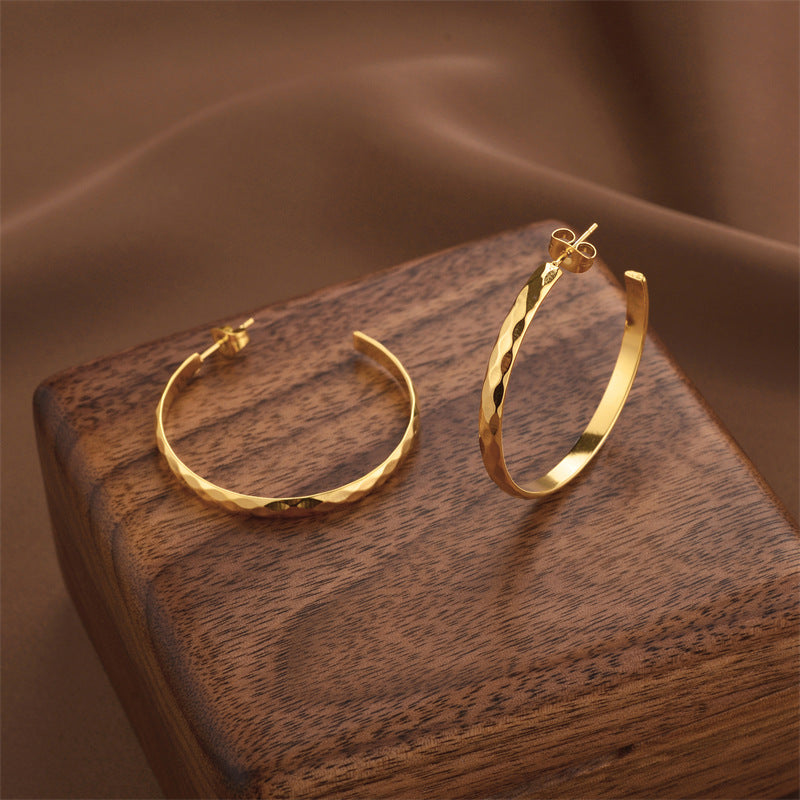 Fashion Titanium Steel Does Not Fade Short Ear Buckle Simple Geometric Rose Gold Earrings Stud Earrings