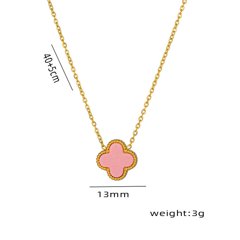 Four-leaf Clover Necklace 13MM Bracelet Stud Earrings Three-piece Set Versatile Lucky Four-leaf Clover Five-flower Bracelet Collarbone Chain Earrings