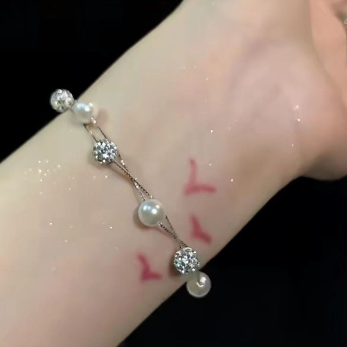 Gypsy Star~ Double-layer Stacked Pearl Bracelet for Women's Niche Light Luxury Temperament Exquisite and Versatile Jewelry