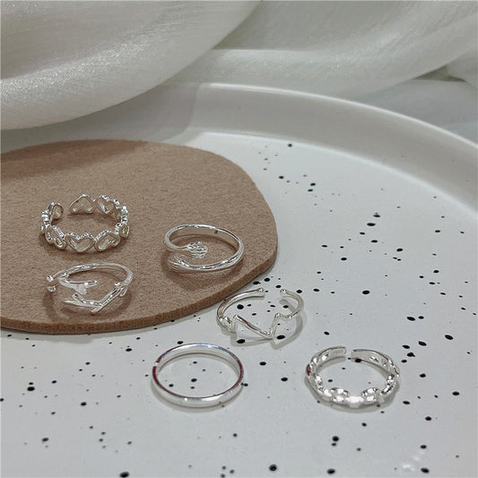 Korean Version 925 Sterling Silver Plain Ring, Women's Non-fading Ins Style Light Luxury High-end Sense Versatile Opening Adjustment Index Finger Ring