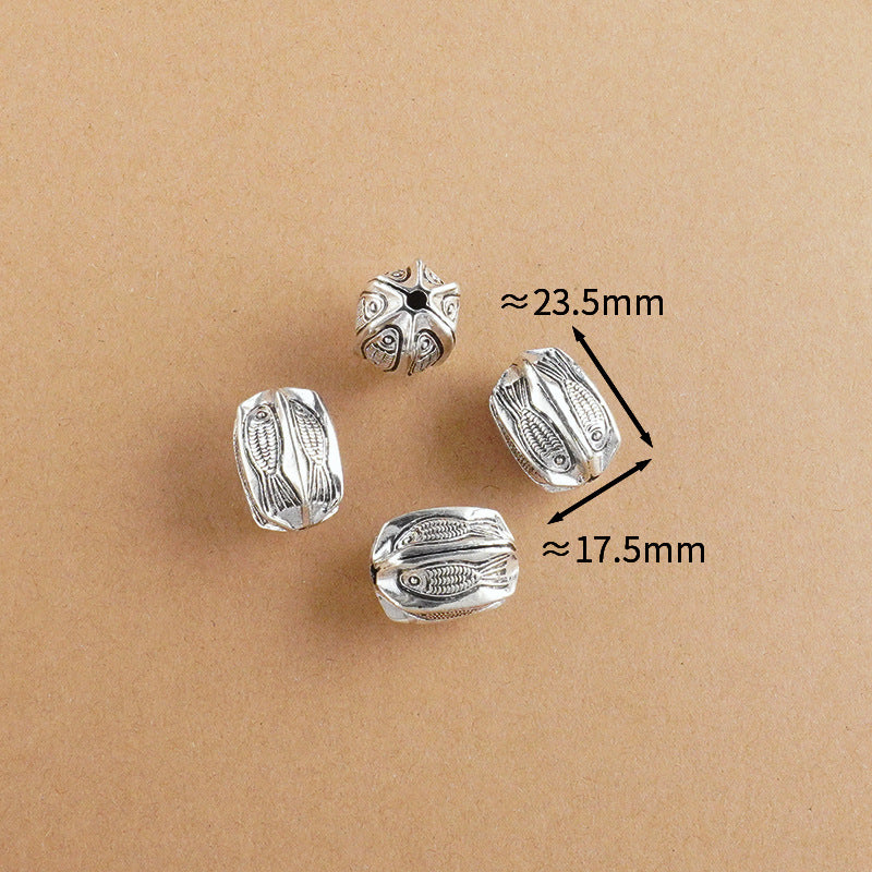 Silver Jewelry Bead Partition Accessories DIY Bracelet Handmade Beading Accessories Running Ring Accessories Thai Silver Chiang Mai Silver Large Bead Partition