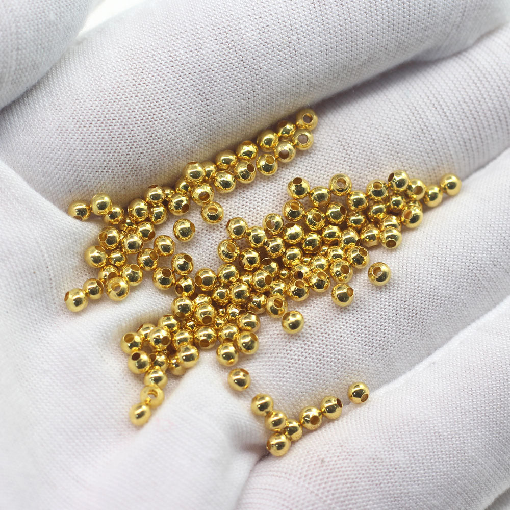 18K Imitation Gold Color-preserving 3mm Copper Skin Round Beads DIY Crystal Agate Bracelet, Bead-separated Bodhi Bracelet, Keychain Loose Beads.