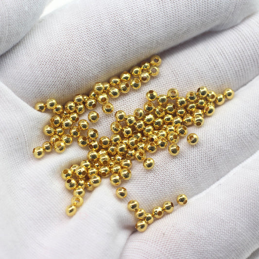 18K Imitation Gold Color-preserving 3mm Copper Skin Round Beads DIY Crystal Agate Bracelet, Bead-separated Bodhi Bracelet, Keychain Loose Beads.